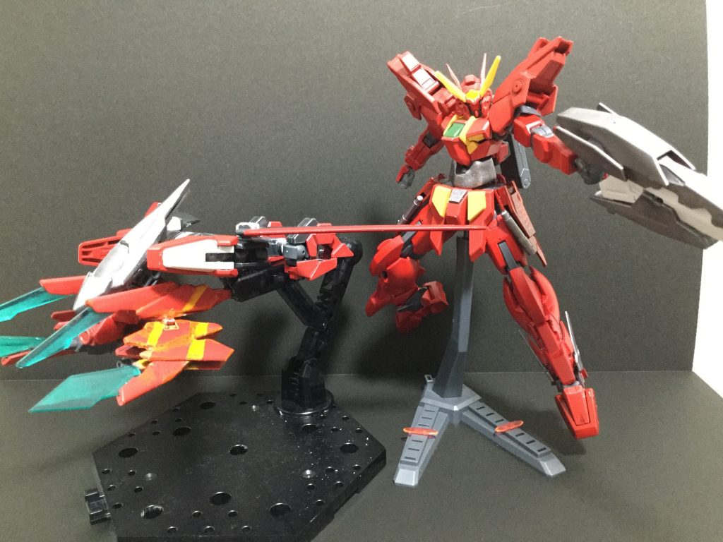 ダブルオーガンダムとオーライザーの感じです。