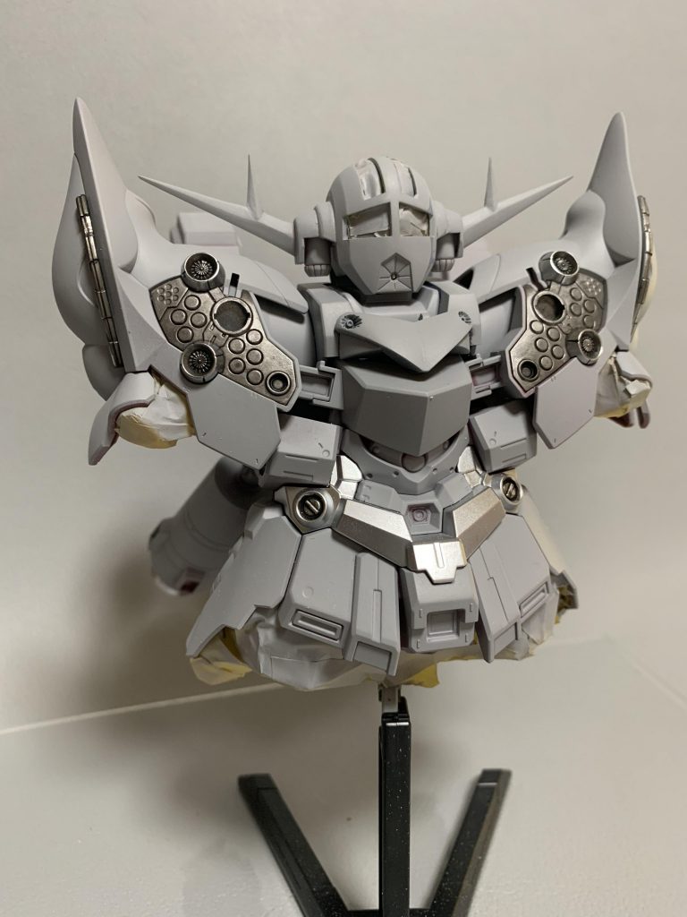 サフ吹いて仮組みしたところ 頭部内側の縮小化と脚部が凄く面倒臭かった(;^ω^)