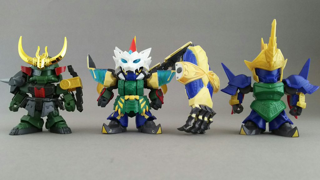 使用キット
張遼ゲルググと殺駆頭をベースに三国伝やレジェンドBB戦士等のパーツを使って制作