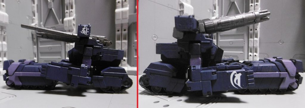 ミサイルコンテナは左右で効果が異なります。
左は通常弾で、わざと敵対象を外す軌道を進み、死角で急旋回。ACシリーズにおける垂直ミサイルのような弾道です。標的に直接向かうとデコイやジャマーで無効化される場合があるため。
右は梵字【増長天】により基本性能強化&バリア貫通の「高機動ステルスミサイル」。これは「敵レーダーに映らなくなり、弾速と追尾性が上昇」する効果。ACfAのミサイル良い所取り(威力以外)みたいな物です。
弾数はどちらも同じですが、威力はどちらも低く、牽制用の兵装。陽術時ではキャノン系を併用できますが、陰術時で見つかると迎撃手段がコレしかないため、単騎潜入には向きません。潜入実行役の場合、仲間の支援が必要。