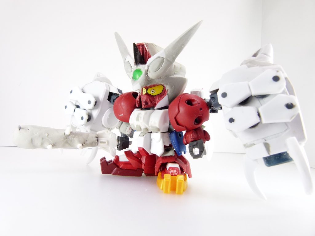 目部分他一部は、全体の色味を考えるためや製作上のパーツ追加もあって先に塗装。特に目部分はいち早く塗装しのちに細々と修正しています。筆塗りオンリーの利点でもある。【次回予告予定】アルザスは、クリスマスの約束を果たせるか･･･？IBA編、MSオプションセット４。最近再販されたブースターとバトルブレードとMW。