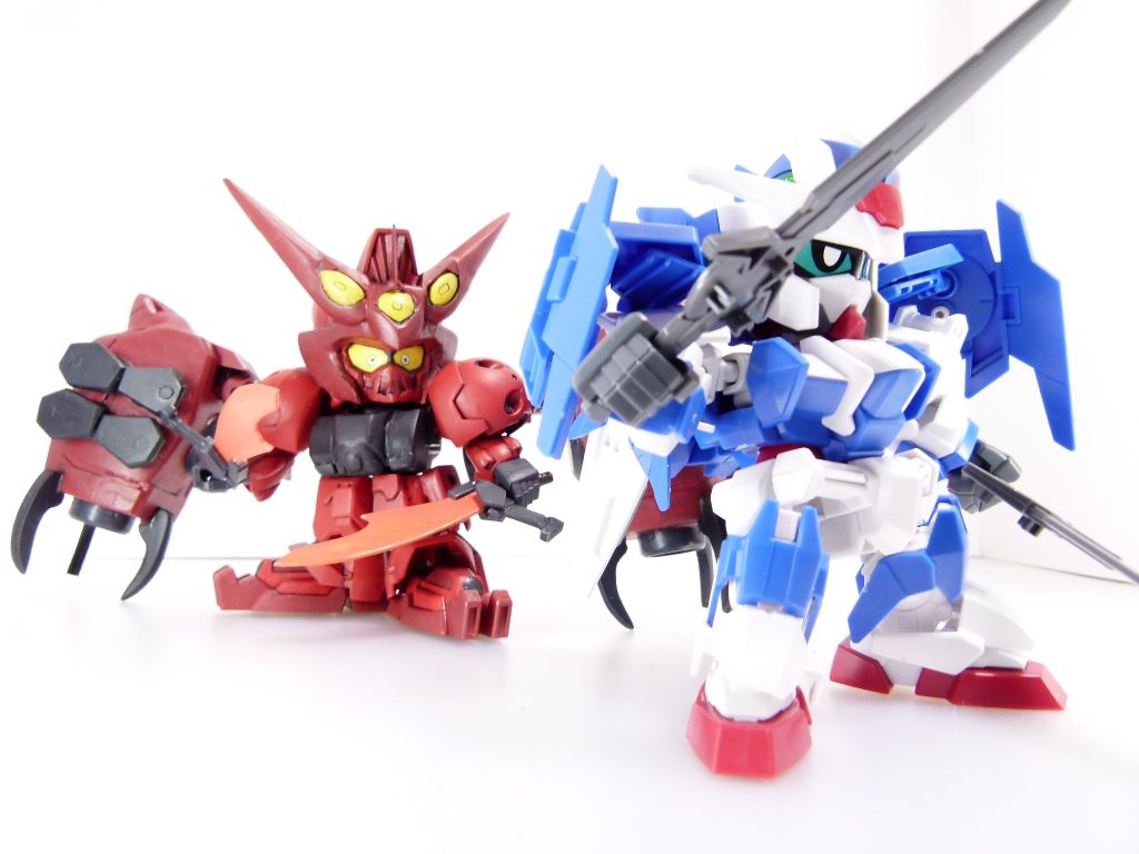 アライアンス：複数フォースによる「同盟関係」の意。第二次有志連合戦で「百鬼」は「ビルドダイバーズ」とアライアンスを結び、「ビルドダイバーズ」の勝利＝サラの救出に貢献した。オーガのリアルの弟であるドージにサラとの面識があったのも一因だが･･･最大の理由は、オーガがリクの「サラを助ける」一途な姿勢に共感したからであろう。想いがぶつかり合うガンプラ、熱い戦いを再現せよ！「さっきのお返し！！」（２４話）をSDCSダイバーエースで。最終決戦の残り二傑、ダブルオースカイとAGE－IIマグナムSVをやるかって？それはまだ解りませんし出来てもSDコンには間に合いません。