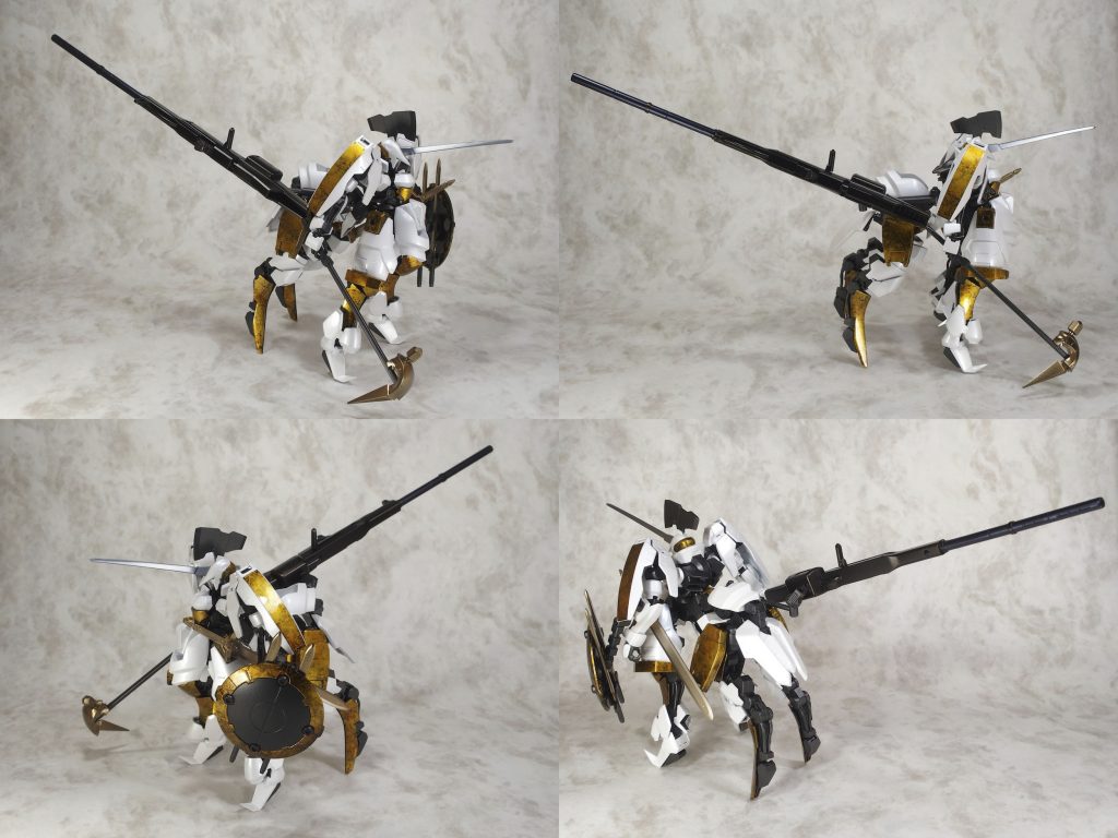 クッソ邪魔なので後に跳ね上げている。
この実用性無視っぽい外連味がちょっとモーターヘッドっぽいと思ったり思わなかったり。

人馬形態でバスターランチャーを使おうとすると後半身が動かなくなるので
一方的に超長距離から狙撃する場合を除いては使用出来ない。
　
　
　
　
　
*◆後半身のパージ*