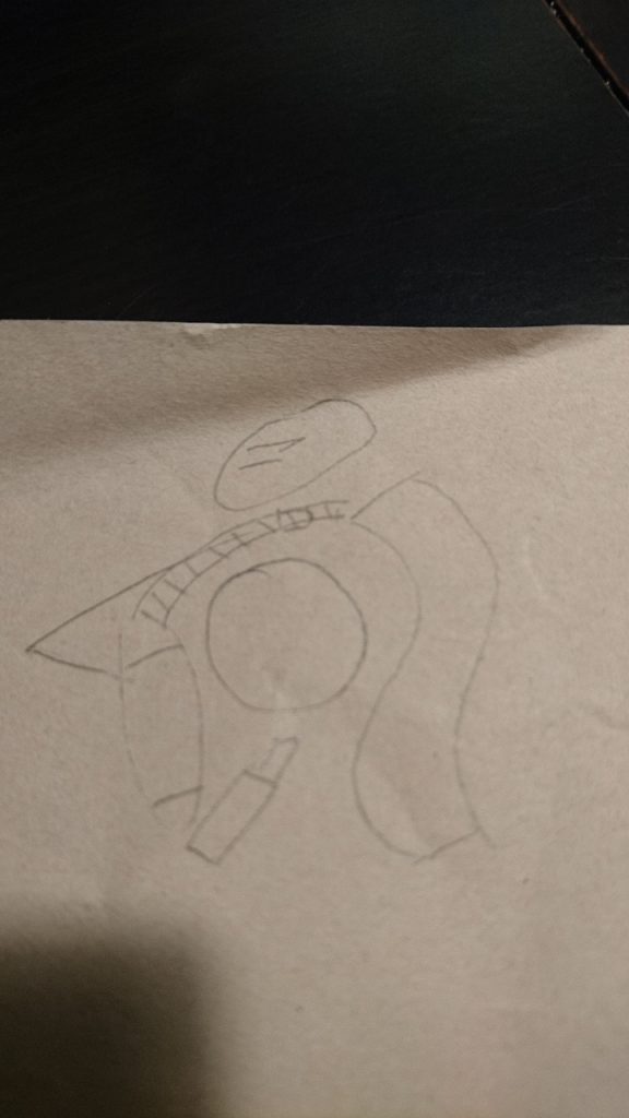 横から見たときのイメージです
こんな感じにしようかなとスケッチしてみたのですがあまりの画力のなさ...