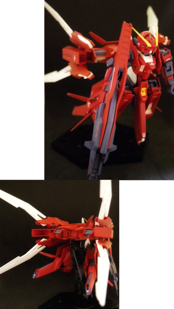 ## ウーンドウォートストライダー高速戦闘形態
スラスターを後方に向け、直線的な機動力を重視した形態。
MA形態と空間戦闘形態の中間的な戦い方が可能。