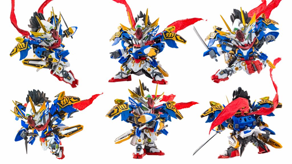 ■アクション
闘嵐斬舞＜とらんざむ＞という術で身体能力を強化し自分の技のすべてを叩き込む「雷迅流星脚＜らいじんりゅうせいきゃく＞」が必殺技。
腰につけた左右の刀の名前はそれぞれ栄頑丸＜えいがんまる＞・王頑丸＜おうがんまる＞。
見栄えの良いポーズを選んだ結果忍者っぽいものが増えてしまいましたね…
印を結んだ指や蹴り上げるための可動範囲などアクションに必要な要素はこだわりました。GNビームサーベルをイメージして腰にクナイを仕込んでいます。