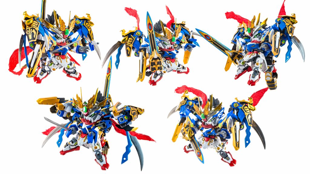 ■アクション 背中の大型剣の名前は参式雷斬刀＜さんしきらいざんとう＞。 この状態でも左右の刀、栄頑丸＜えいがんまる＞・王頑丸＜おうがんまる＞は使用可能であり状況に応じて使い分けることが出来る。 砲撃も可能となり幅広い状況に対応できるようになった。 この姿ではマフラーが翼っぽく見えるようになったのは偶然なのですが気に入っています。