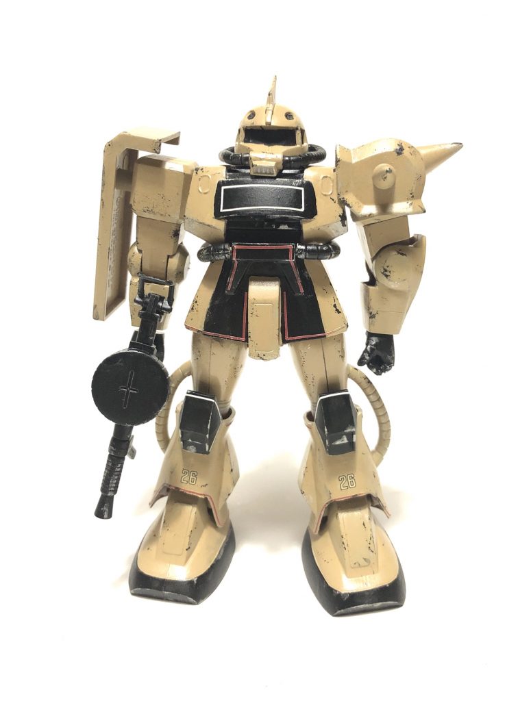 まえ
 
デザートザクです。
 
かっこいいですね。
 
最近のモビルスーツが忘れてしまった物が沢山詰まってる気がします。