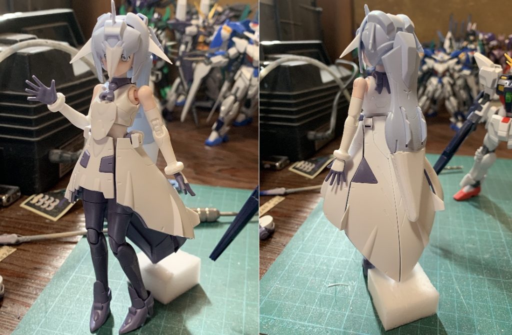 前髪、外ハネ、後ろ髪の一部はプラ板で作ってます