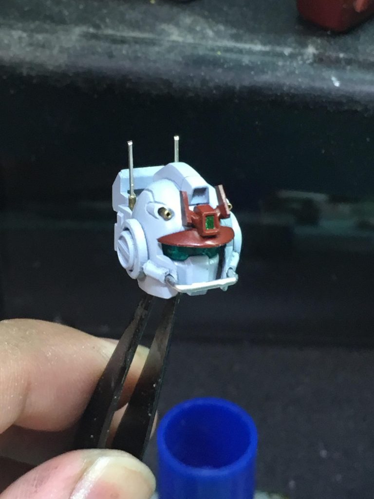 上手くいってくれた頭部。この時はテンション上がったなー。顔を奥にオフセットさせるのが大変でしたがやって良かった!カッコイイ!