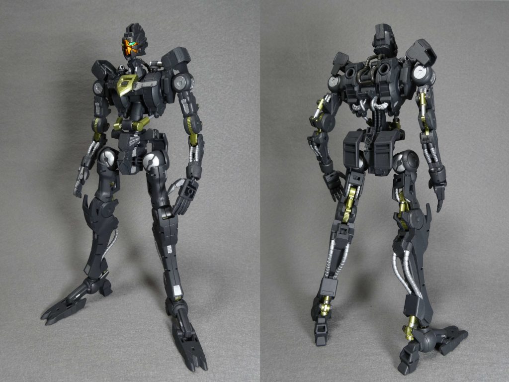 フレーム色、関節色をエアブラシで吹き、細部の銀色をエナメル筆塗りしました。