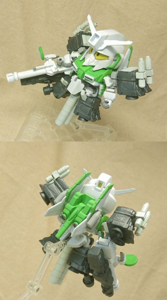 各パーツへ分解し、頭と腕を異世界から召喚しつつ胴体をちょっとだけ変形させて組み替えることでMSへ。