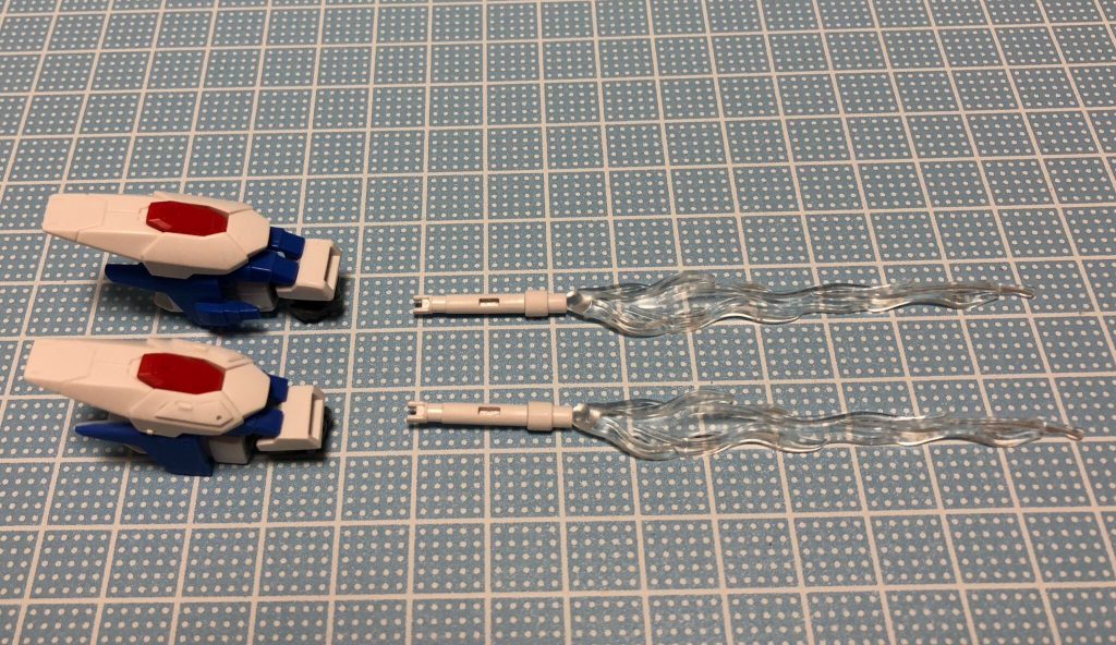 腕のパーツのデザインを変更。
武装もマウントしやすい普通のビームサーベルに。
エフェクトは忍パルスのエフェクトについていた炎のものを使用しています。