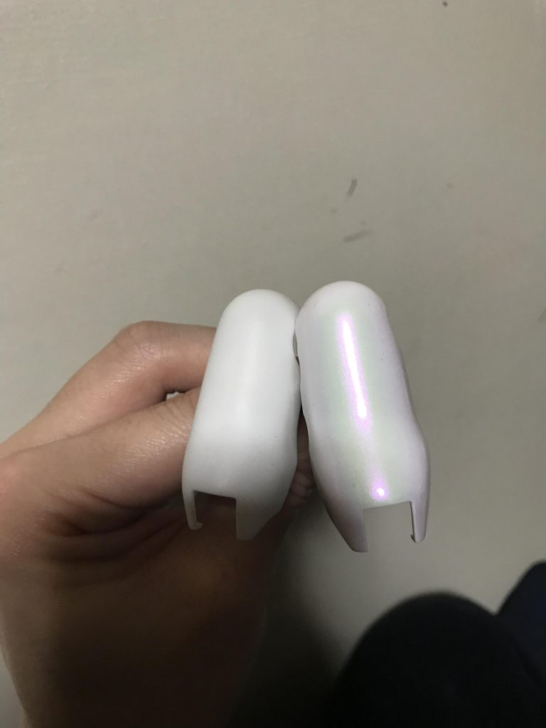 比較画像 左がヤスリがけのみ
右が工程完了