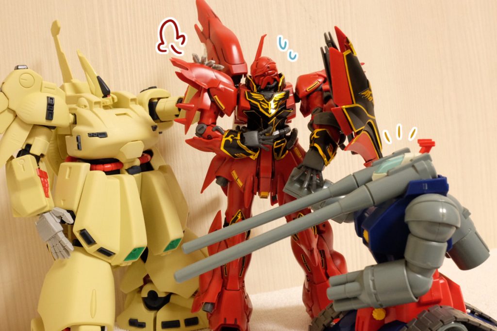 シナ:ネオ・ジオングいたもん…ほんとだもん……
タンク:うん、いたんだね。うんうん
ジオ:元気出してくださいよ…