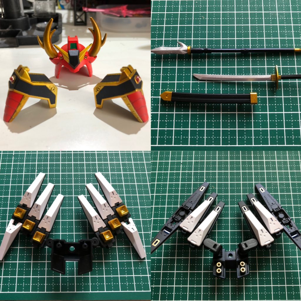 鎧、武器、翼です。