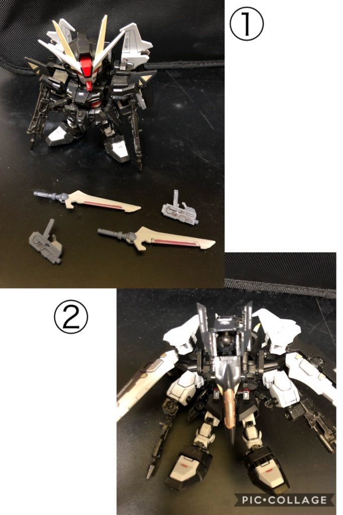 ① 装備を外す。

② 両脚を反転させる。