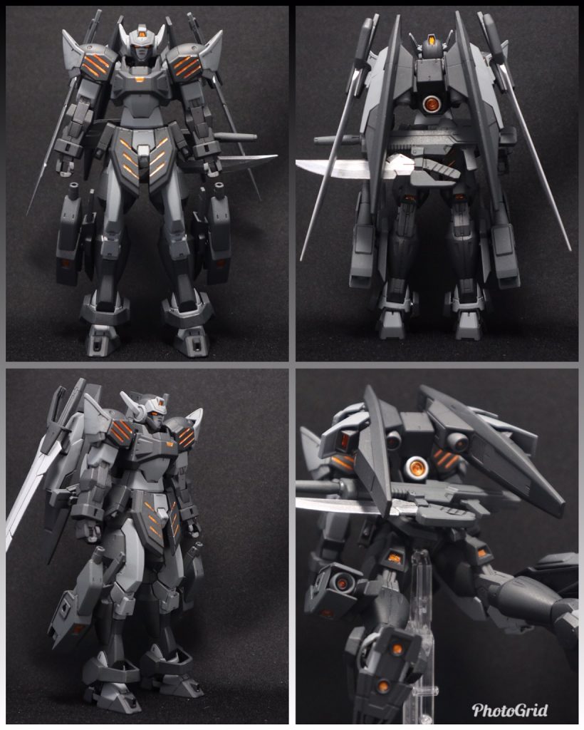 フロント、バック、サイドショット、ヒートソードはバックパックにネオジムで懸架可能。スラスター展開時のバックショット。