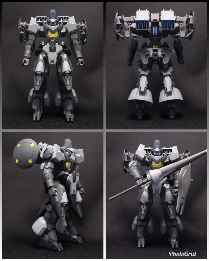 シールドバインダー収納時のフロント、バック、サイドショット、ランスを構えての素立。