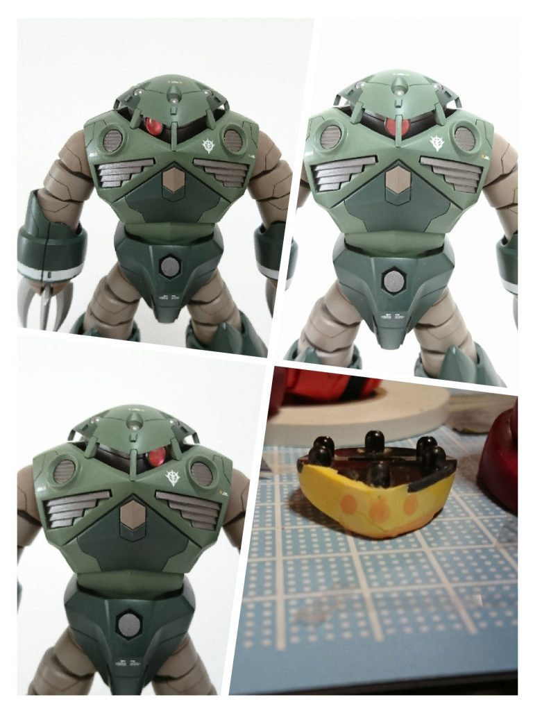 モノアイはポリパテで形を作って、ネオジム磁石を埋め込み、動くようにしました。ここが1番のポイント。