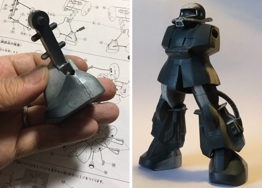 足首の加工。
脚をハの字に開いたときの接地を確保しました。