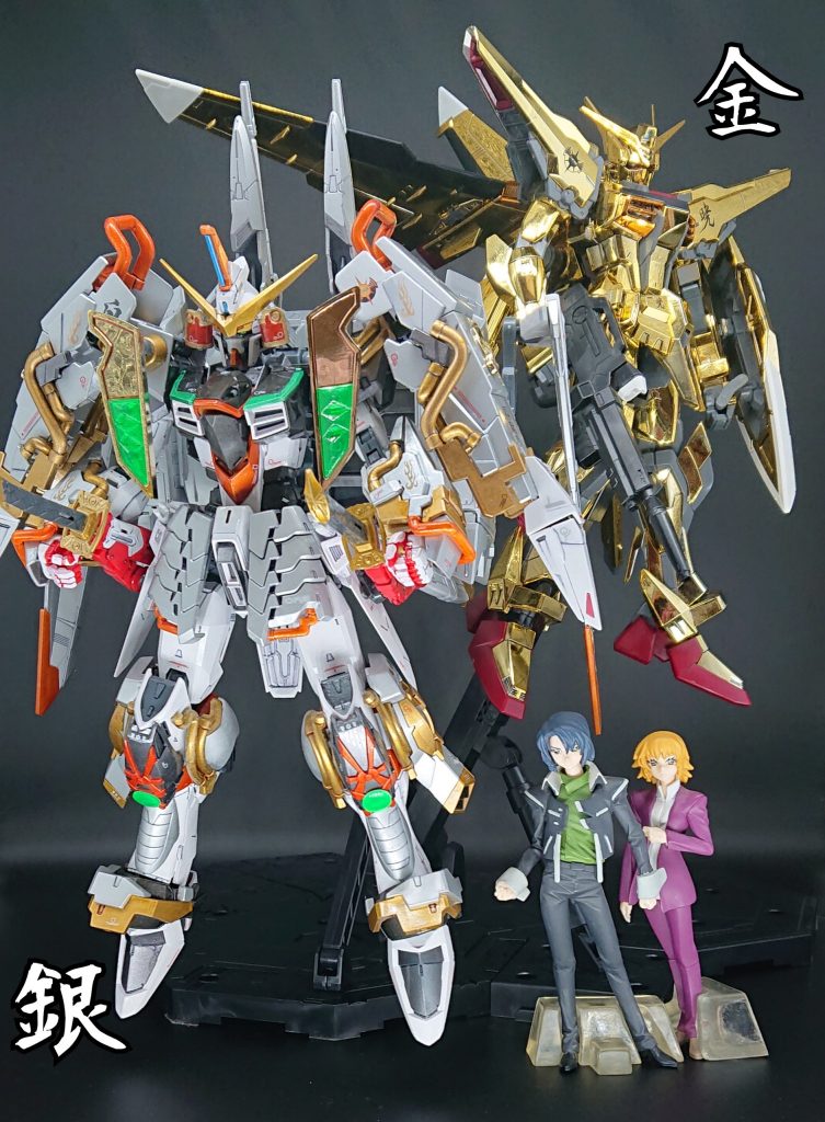 最後はアスラ、カガリ&シロツキ、アカツキと一緒に
このツーショットが見たくて作ったようなものです。
 今回は、勝手な妄想設定も考えながら、アップする写真もストライクルージュと並べてみたり、SEEDの世界観に寄せたりするなど、新たな試みもやってみたので楽しく作成することができました。
最後までご覧頂き、ありがとうございました。
次回を待て!٩( ᐛ )وオー!