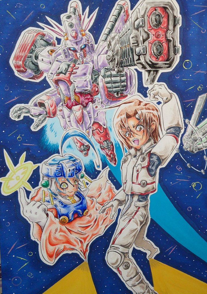 長々とオラ設定いきます。ので、めんどくさいと思った方は、割愛して画像だけご覧下さい。wキャラクター右より○ヤコマ シオン(爺駒 シオン)主人公。何をやるにも無気力的な高校一年生。中学の時にある事件で記憶を一部喪失している。友人やヒロインに誘われ、ガンプラバトルに徐々にのめり込んでいく。基本、何事も無関心な表情だか、興味を持つと爆発的な行動力を示す。ヒロインとストーリー中の事件の鍵となる特殊能力を秘めている。○ロッターガンプラバトルの統合統括運営システムであり、主人公をサポートするヒロインが創り出したAI。たびたび主人公とぶつかるが、的確なサポートを忘れないしっかり者。人間臭く、口が悪い。