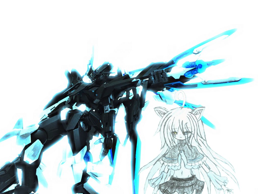 パイロットは猫耳と尻尾が付いた幼い少女『初雪･N･グレイフィアス』。
イノベイターとは全く別の方向に進化した存在であり、GNドライブtype-Ωを体内に埋めこまれてる。
普段は猫耳と尻尾が付いた黒いハロ『827(ハセツ)』の中に肉体が封印されており、非常に物静かで、必要なことしか一切言わない無口無表情。
オッドアイであり、左目が雪色になってるのは体内に埋めこまれたGNドライブtype-Ωによる影響らしく、何故彼女の体内に埋めこまれたかは本人も分かってない。