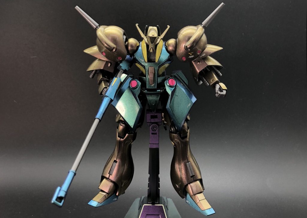 塗装レシピ
緑:
ベースグレー
↓
大阪のがれ喫茶猫鯖さんや、京都のcraft space next gateさんで売っている闇ふささんのエフェクト顔料のCP8を使用
↓
ガイアクリアーブラック