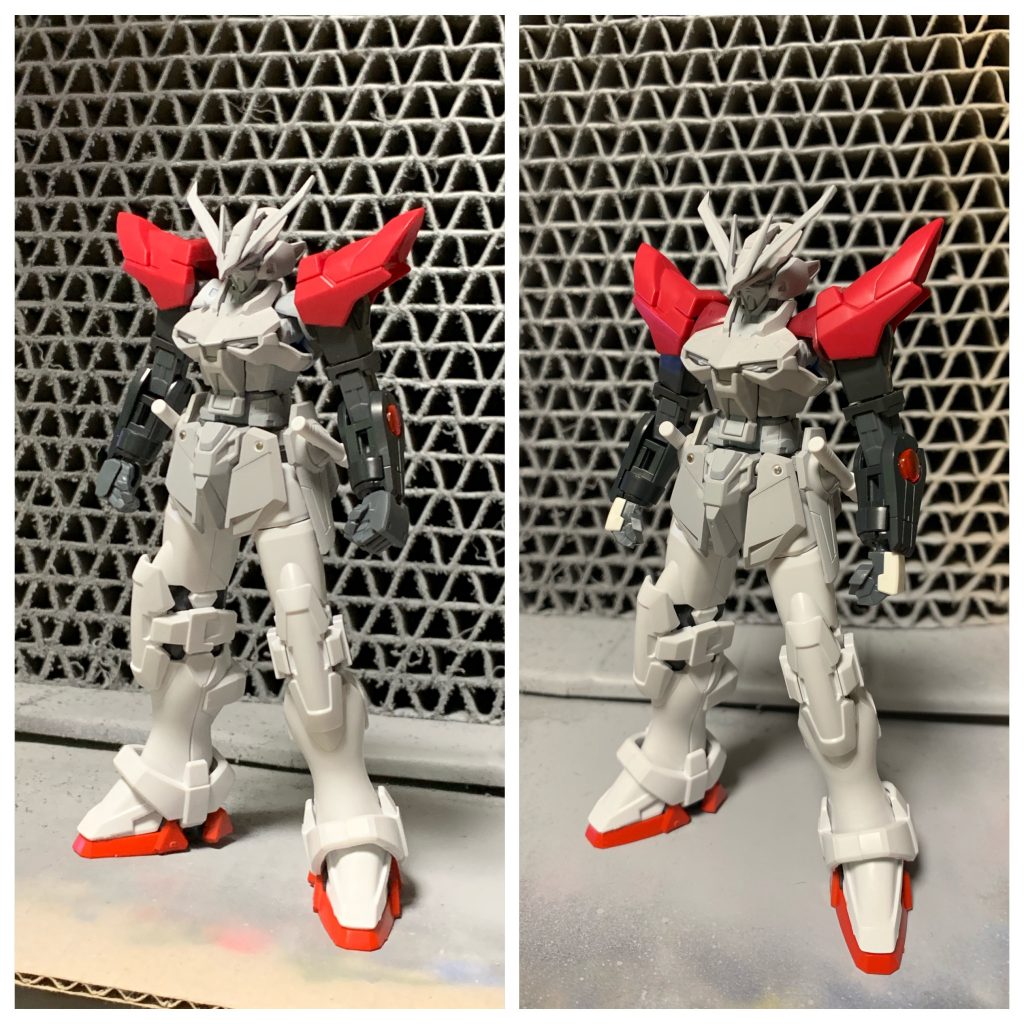 ここから、ダークマターの肩を取り付け、位置が上過ぎるので、下に数mm下げるなどの調整をし、出来る限り違和感が出ないようにしました。