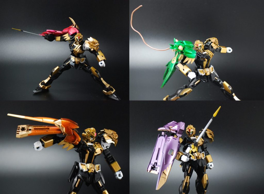 『バッファ！』『カメレオ！』
『ファルコ！』『ドルフィ！』『ゴー！』

それぞれストライカーパックという設定