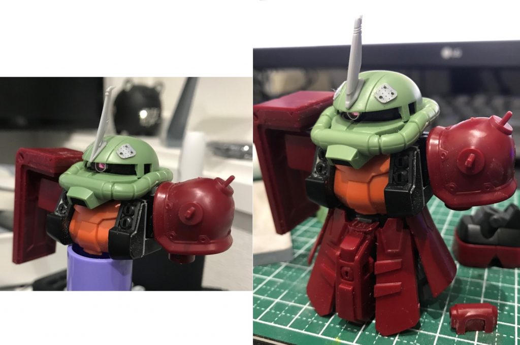 胴体部分はやはりHGでは小さいため、1mmのバストアップをしてあります。