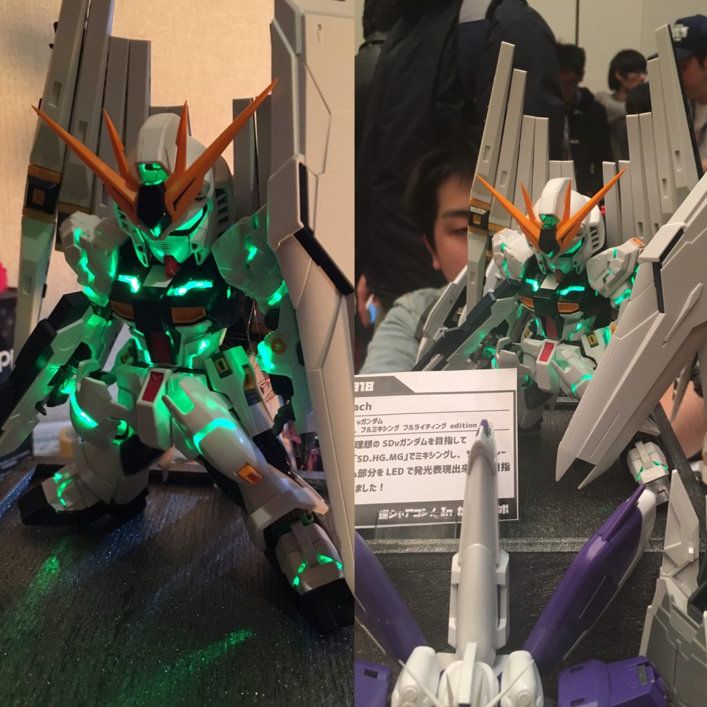 そして何とか形になった時にはSDコンテストの締切間に合わず…。
けれどもこの子のおかげで初めての展示会も経験出来ました!
SDνガンダムを買ったあの日から今日までホントに色々ありました。ホントに色々と…
こんなに思い出が詰まった作品はこれからもそうそうないと思いますので大事にして行きたいと思います。
