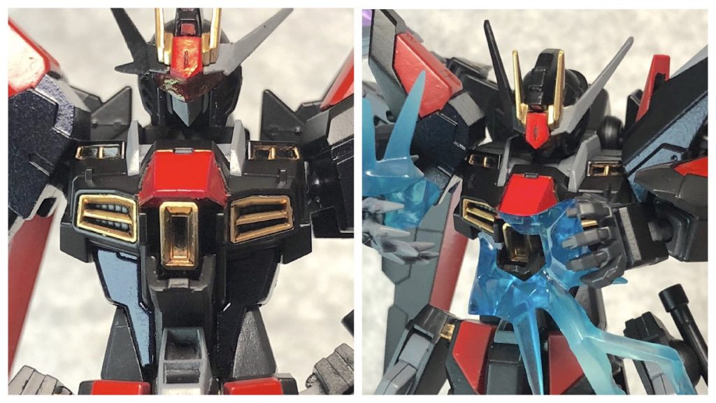 胸部ビーム砲。
胸の一部を展開し、砲身がせり出すことで現れます。
ストフリの腹ビーム的なものですが、個人的には剥き出しよりは展開式の方がカッコイイと思ったからです。