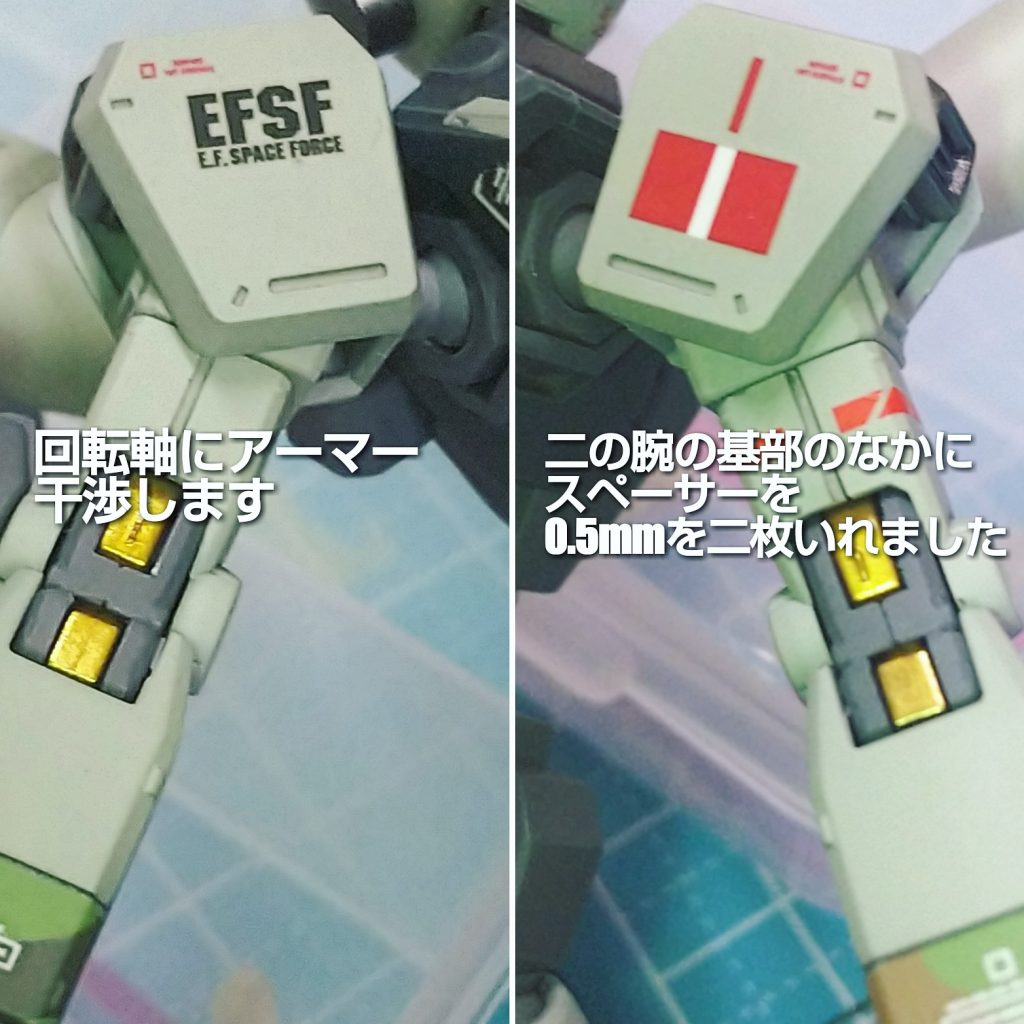 二の腕と肩のクリアランス