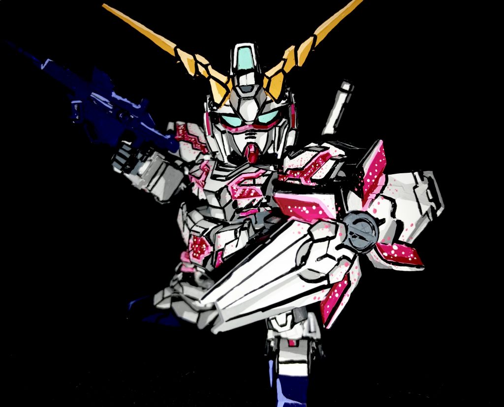 SDEX ユニコーンガンダム1号機 アニメイラスト風模型–2枚目/制作者：@j_gunaka