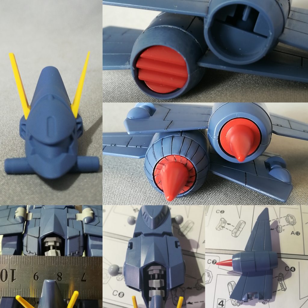 ツノとエンジン前後を薄く削りました。
肩辺りの筋彫りを跨ぐ凸ディテールが気に入ってます(//∇//)