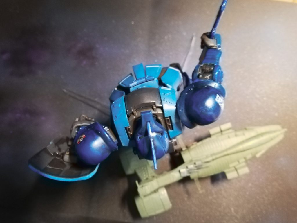 ムサイから発進するイメージです。どうでもいいですがオリジンだとルウムの前に予備役になってるから絶対ラル大尉公式撃墜スコアでエースになってませんよね。