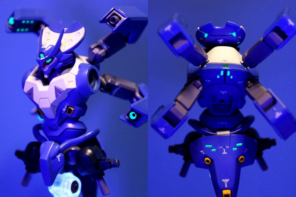 ## エナメル塗装
各部をエナメルで塗り分け。
ガイアノーツの蛍光グリーンを使用したので結構光ります!