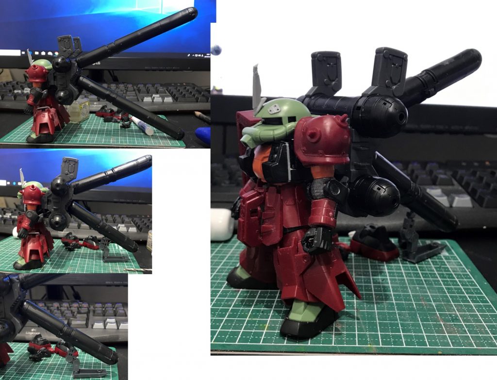 プロペラントタンクが長かったため、適当に短縮。
ボールデンジョイントを使い、自立できるようにサポートを付けました。