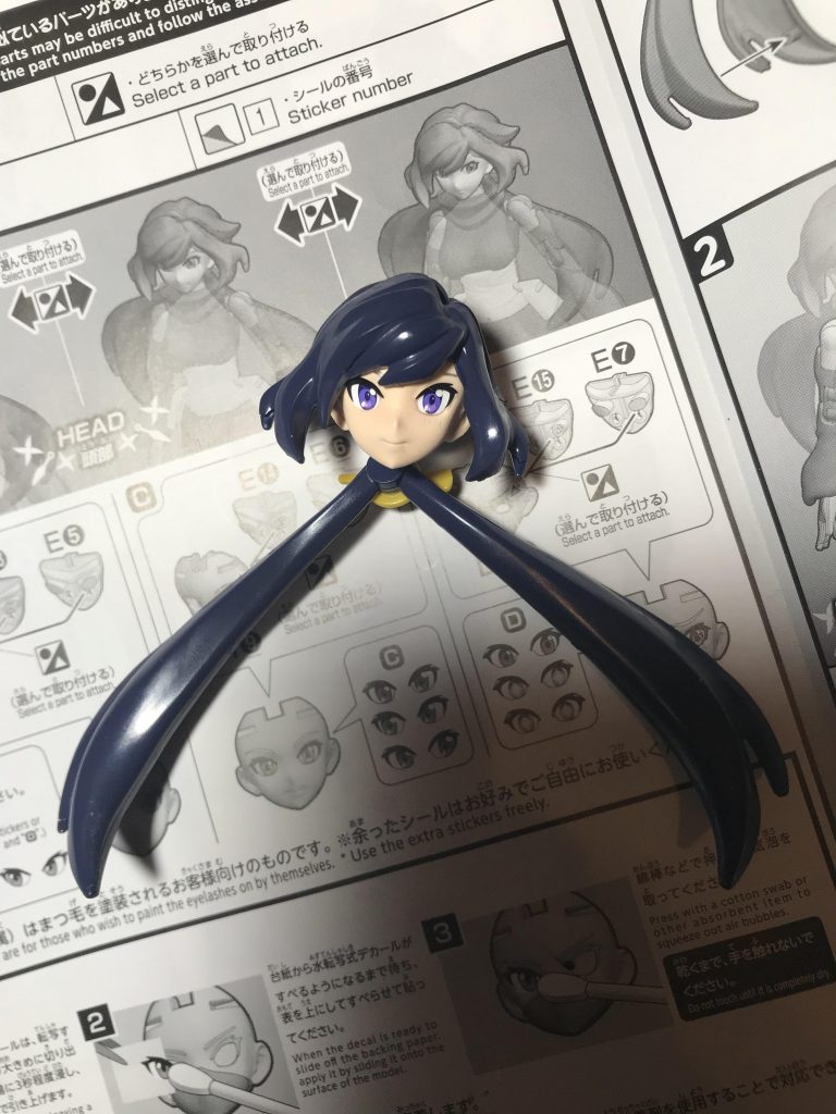 塗装と水転写デカール(瞳)後に組立の所です。最終でつや消しを吹きました。