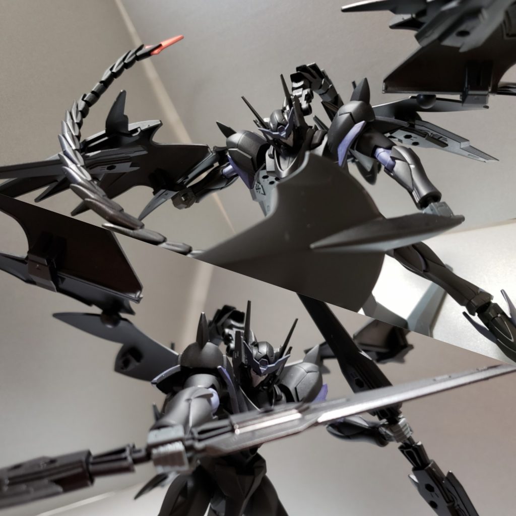 武装は羽に装備しているバインダーソードを連結して両刃の剣として使用する黒翼-炎双刃。
尻尾を武器に転用するヒートロッドとなっております。