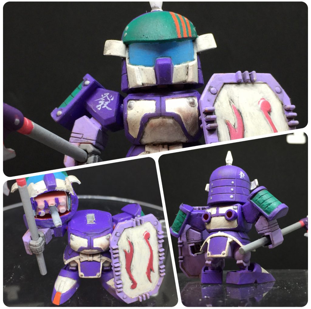 發(左)は、首を改修。プチブロックを基部にパテ