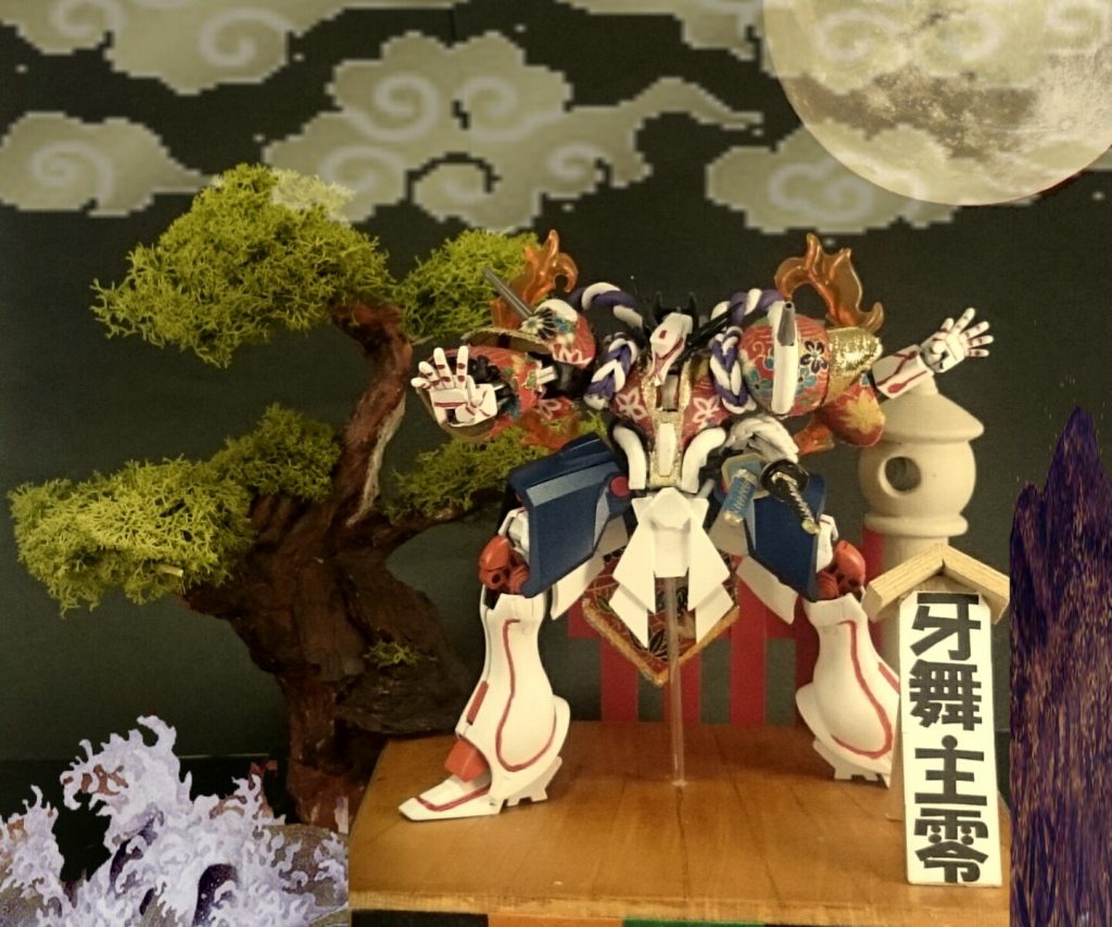 ジオラマ、波と雲と月は合成です