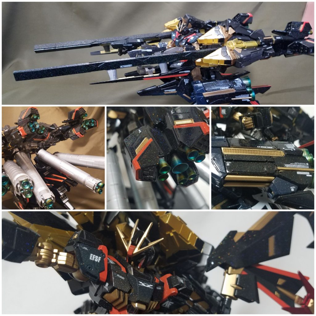 ラメは、本来プラモデルには使用出来ないと表記されてました
とある方法で使用できることを確認
吹き付けた後にクリアコートしてます
また100均のロックタイト(結束バンド)も各所にばらまいてます