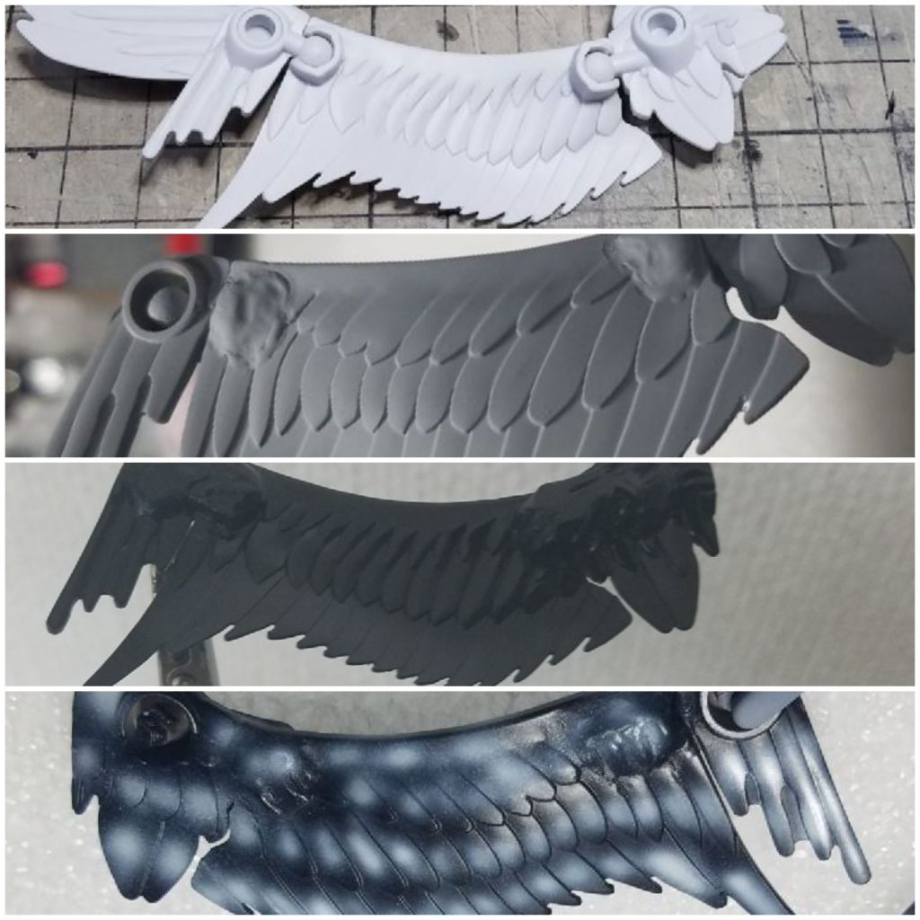 羽のジョイント部が丸見えなので、エポキシで埋め込んで、軟骨風にしてみました