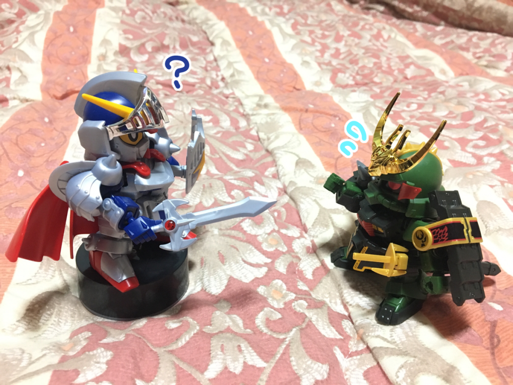 騎士：私は騎士ガンダム。この私を呼んだのはお前か？
殺駆：イヤ私は単にここを通りすがっただけだ。あと人様に剣先を向けるな