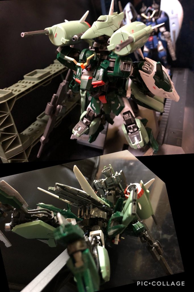 oyz「ハイ、背面です。コレは誰がどう見てもカオスだね。MAに機首になる真ん中のパーツはジョイントパーツで前に出るようにして、更にビームカノンを2其追加したのだよ。後ろのスカート内部にはそれっぽくディテール入れましたよ〜。サイドはキットのアスタロトのサイドブースターにカオスのサイドアーマーを付けて情報量増やしてみたよ。ところで何コレ?プロペラントタンク?」
スティング「そーじゃねえの、知るかよ。」
oyz「なんとなく、そこにもブースターパーツ追加しといたよ。」
oyz「今回の作戦だが、オーブ湾岸に停泊中のミネルバを襲う。狙いはインパルスの撃破だ。よ〜し、それでは出撃しよう!慎ましくな。」
スティング「へっ!格の違いを見せてやるぜ!」
oyz「見せつけられない様にな!」
スティング「あ?なんか言ったか??」
oyz「イヤ、べつに...。」