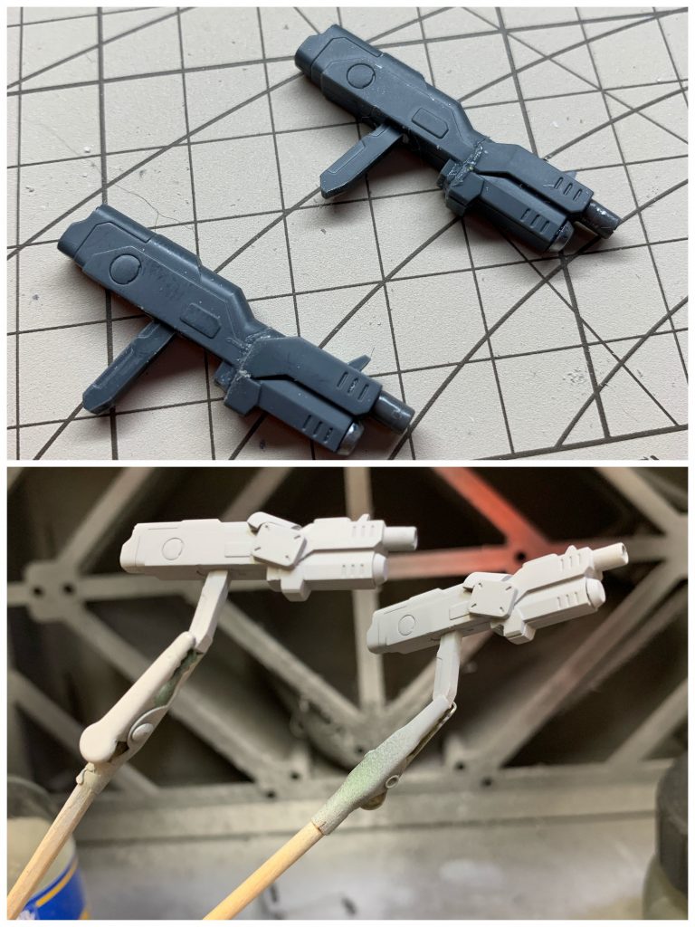 ショートライフルはインパルスのライフルを縮めてディティールアップパーツで継ぎ目を隠したらいい感じになったかなと笑