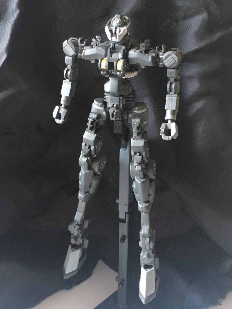 内部フレームのみにしてみました。
厳密には頭部の装甲が取れていませんが、接続が硬すぎて恐かったのでこの状態です。